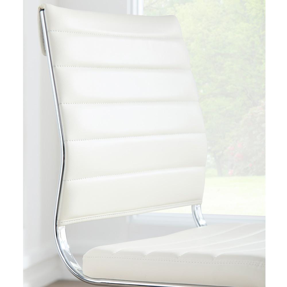 Euro Style - Axel Armless Leatherette Low Back Office Chair, White/Aluminum - 10608-WHT veiw 5