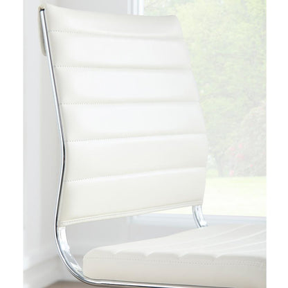 Euro Style - Axel Armless Leatherette Low Back Office Chair, White/Aluminum - 10608-WHT veiw 5