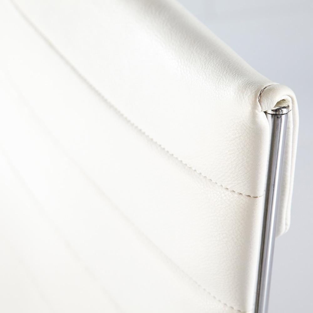 Euro Style - Axel Armless Leatherette Low Back Office Chair, White/Aluminum - 10608-WHT veiw 6