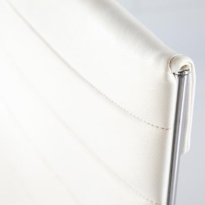Euro Style - Axel Armless Leatherette Low Back Office Chair, White/Aluminum - 10608-WHT veiw 6