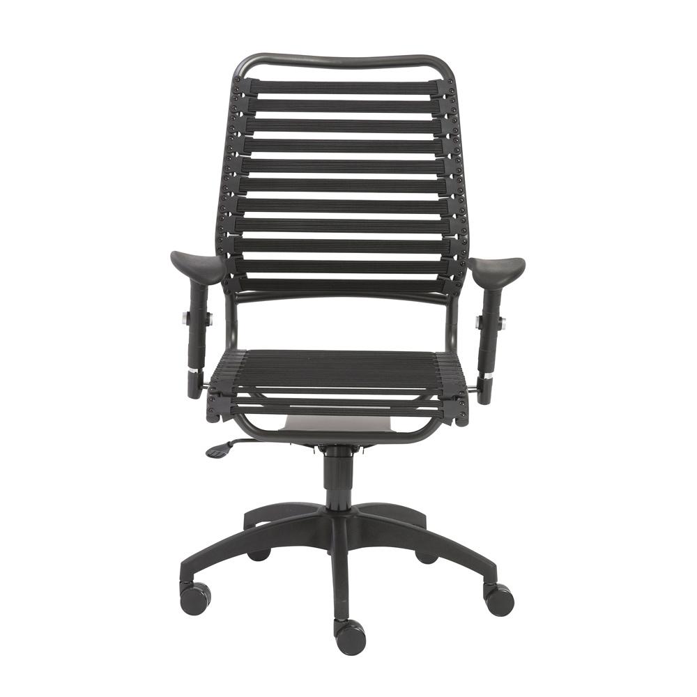 Euro Style - Baba Flat High Back Office Chair, Black/Graphite - 02971BLK veiw 1