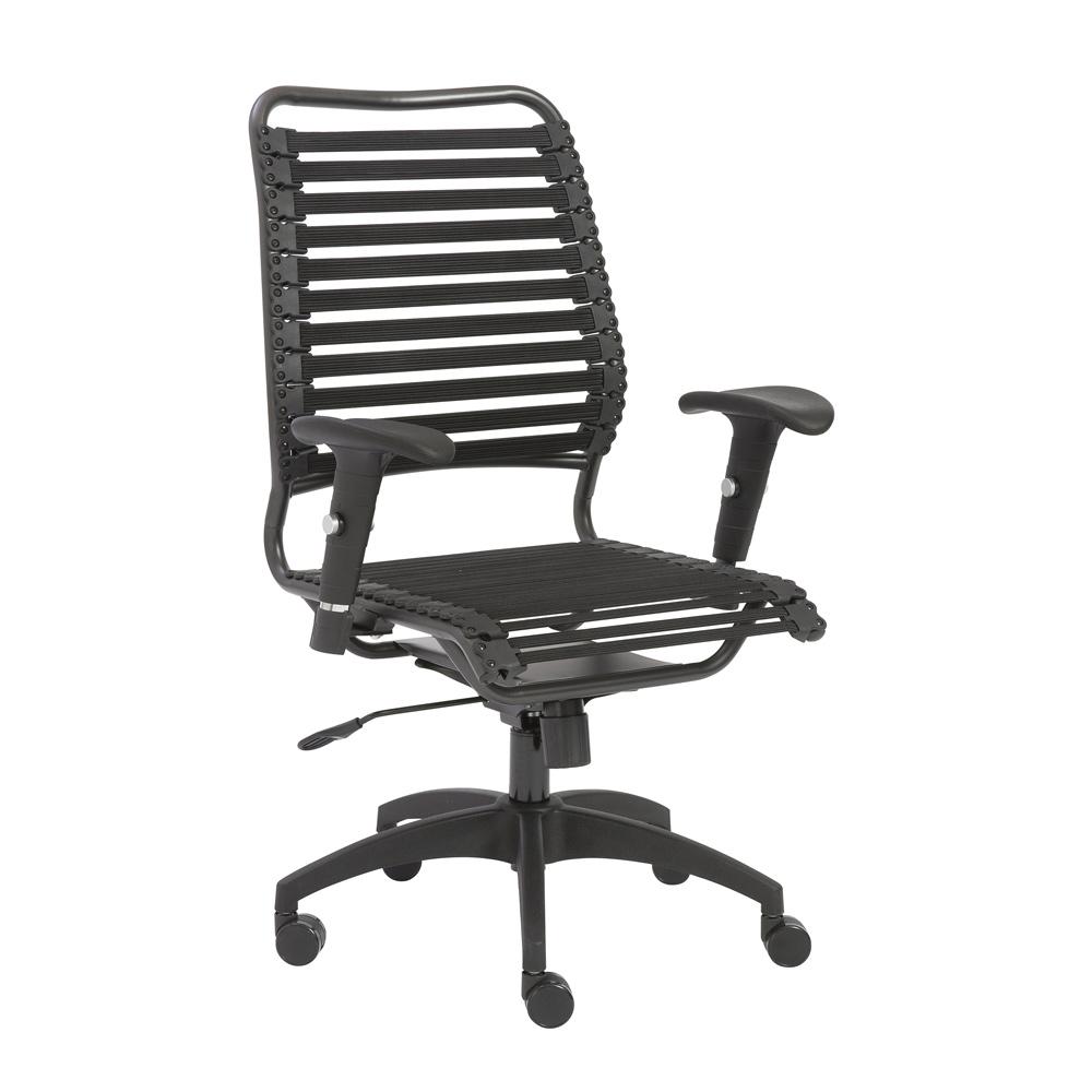 Euro Style - Baba Flat High Back Office Chair, Black/Graphite - 02971BLK veiw 2
