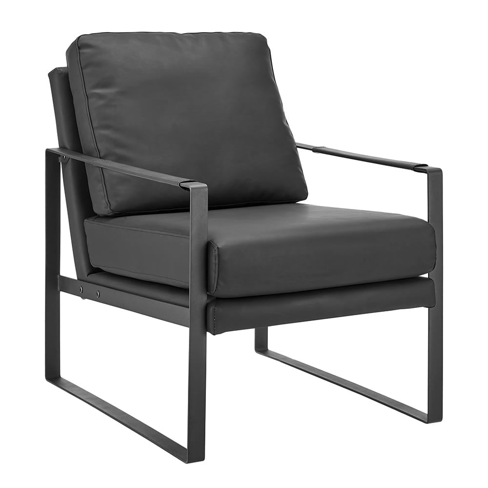 Euro Style - Bettina Leatherette Lounge Chair, Black/Matte Black - 94276-BLK view 1