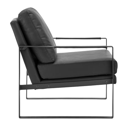 Euro Style - Bettina Leatherette Lounge Chair, Black/Matte Black - 94276-BLK view 3