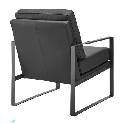 Euro Style - Bettina Leatherette Lounge Chair, Black/Matte Black - 94276-BLK view 4