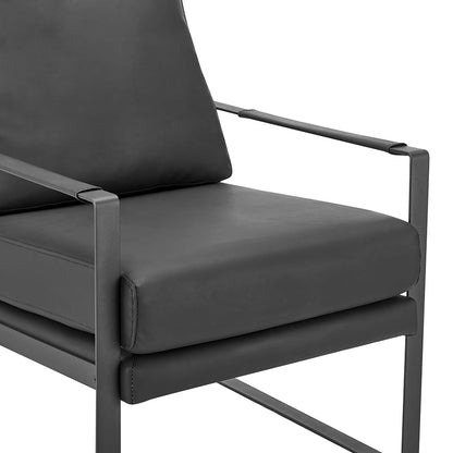 Euro Style - Bettina Leatherette Lounge Chair, Black/Matte Black - 94276-BLK view 6