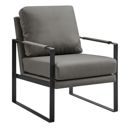 Euro Style - Bettina Leatherette Lounge Chair, Dark Gray/Matte Black - 94276-DKGRY view 1