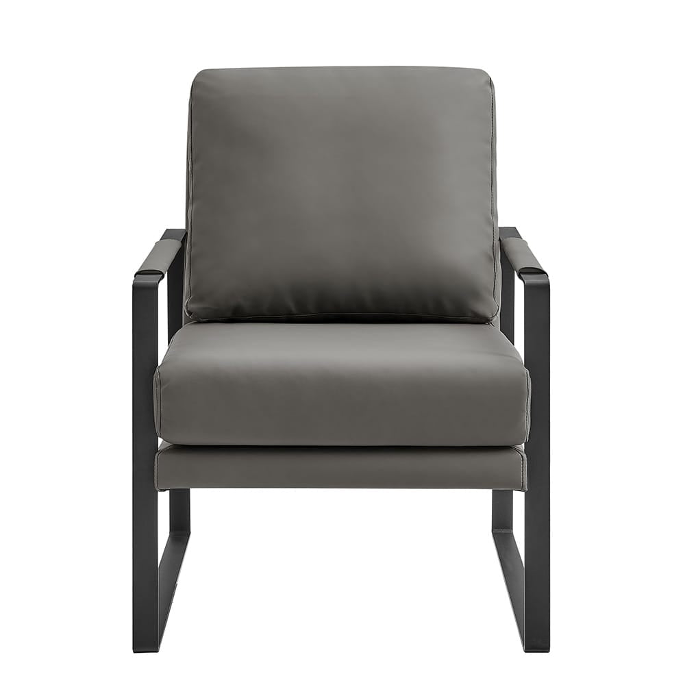 Euro Style - Bettina Leatherette Lounge Chair, Dark Gray/Matte Black - 94276-DKGRY view 2