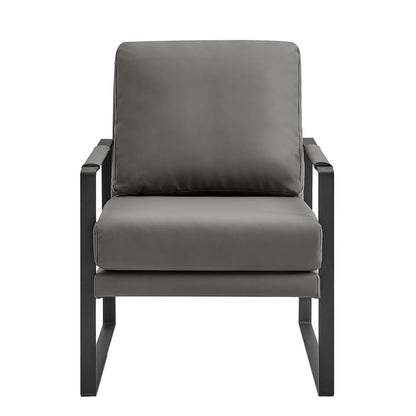 Euro Style - Bettina Leatherette Lounge Chair, Dark Gray/Matte Black - 94276-DKGRY view 2