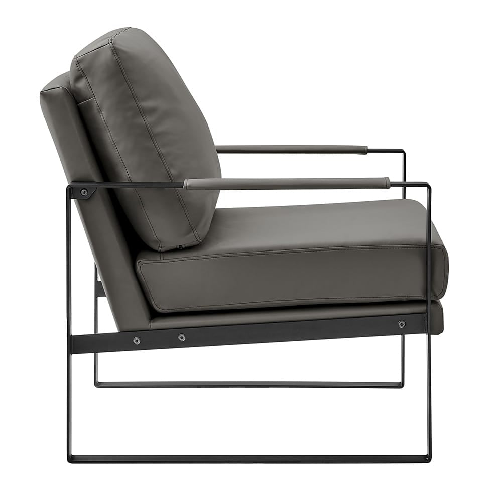 Euro Style - Bettina Leatherette Lounge Chair, Dark Gray/Matte Black - 94276-DKGRY view 3