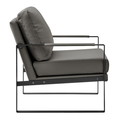 Euro Style - Bettina Leatherette Lounge Chair, Dark Gray/Matte Black - 94276-DKGRY view 3