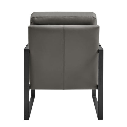 Euro Style - Bettina Leatherette Lounge Chair, Dark Gray/Matte Black - 94276-DKGRY view 4