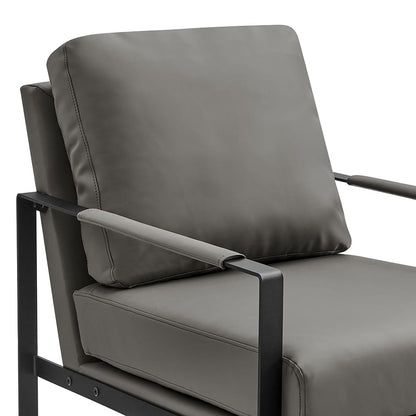 Euro Style - Bettina Leatherette Lounge Chair, Dark Gray/Matte Black - 94276-DKGRY view 5