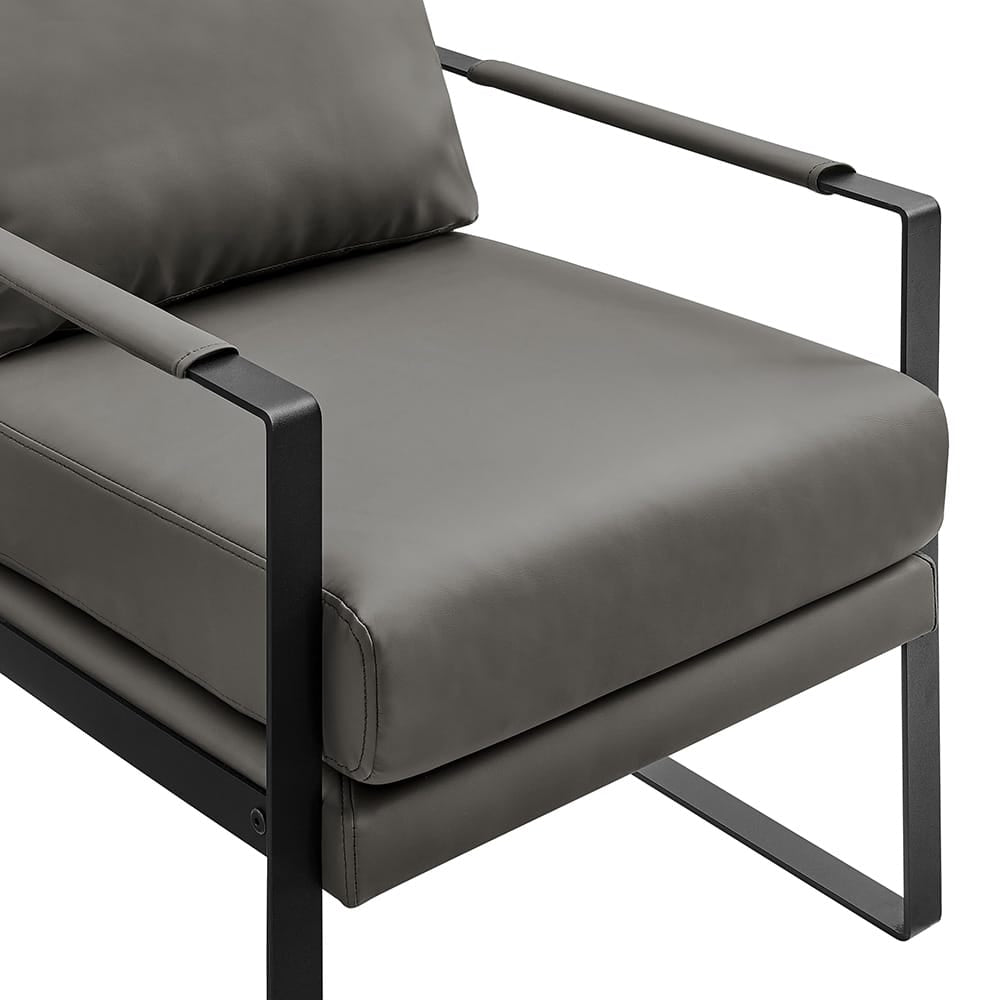 Euro Style - Bettina Leatherette Lounge Chair, Dark Gray/Matte Black - 94276-DKGRY view 6