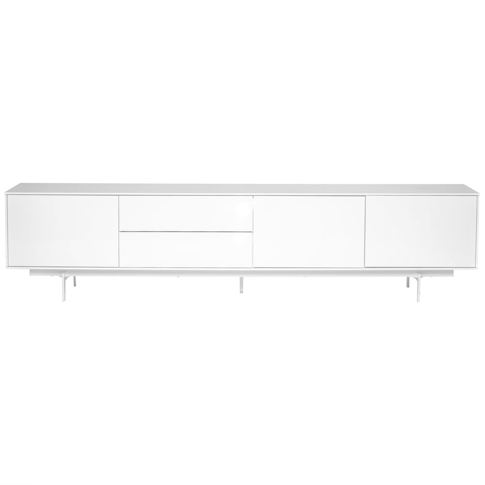 Euro Style - Birmingham 84inW Media Stand, High Gloss White - 31015WHT-KIT veiw 1