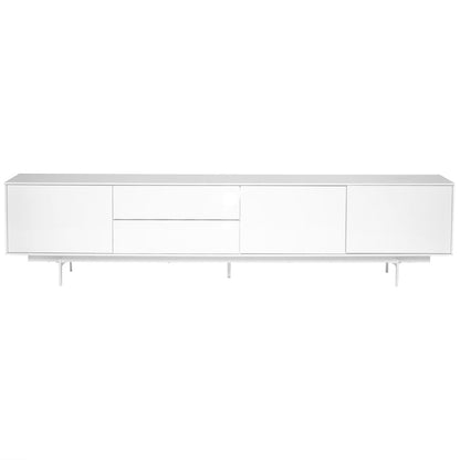 Euro Style - Birmingham 84inW Media Stand, High Gloss White - 31015WHT-KIT veiw 1