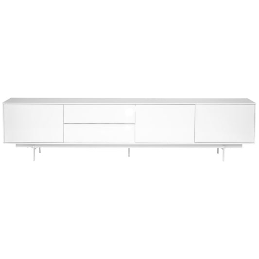 Euro Style - Birmingham 84inW Media Stand, High Gloss White - 31015WHT-KIT veiw 1