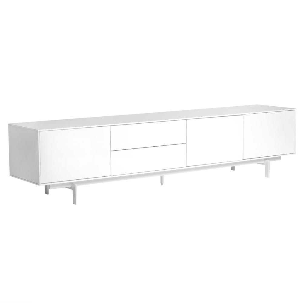 Euro Style - Birmingham 84inW Media Stand, High Gloss White - 31015WHT-KIT veiw 2