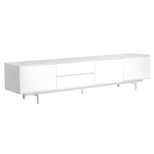 Euro Style - Birmingham 84inW Media Stand, High Gloss White - 31015WHT-KIT veiw 2