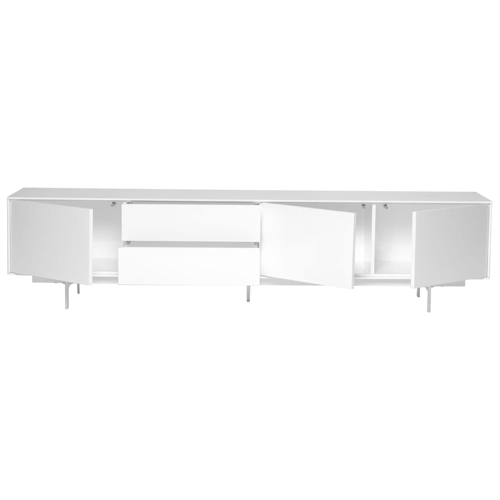 Euro Style - Birmingham 84inW Media Stand, High Gloss White - 31015WHT-KIT veiw 4