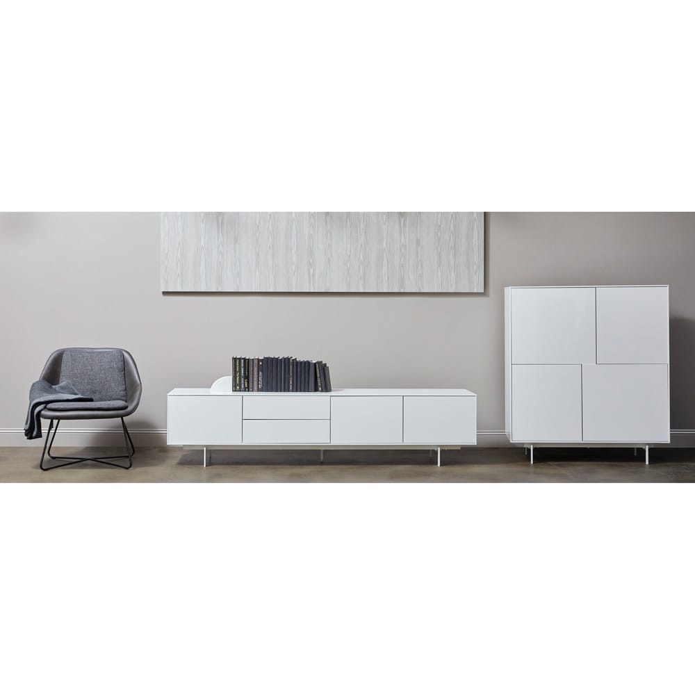 Euro Style - Birmingham 84inW Media Stand, High Gloss White - 31015WHT-KIT veiw 6