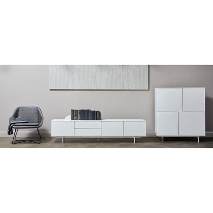 Euro Style - Birmingham 84inW Media Stand, High Gloss White - 31015WHT-KIT veiw 6