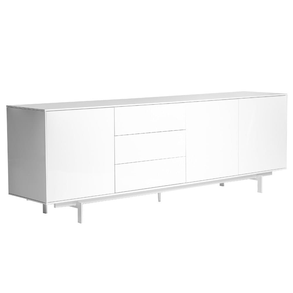 Euro Style - Birmingham 84inW Sideboard, High Gloss White/White - 31016WHT-KIT veiw 2