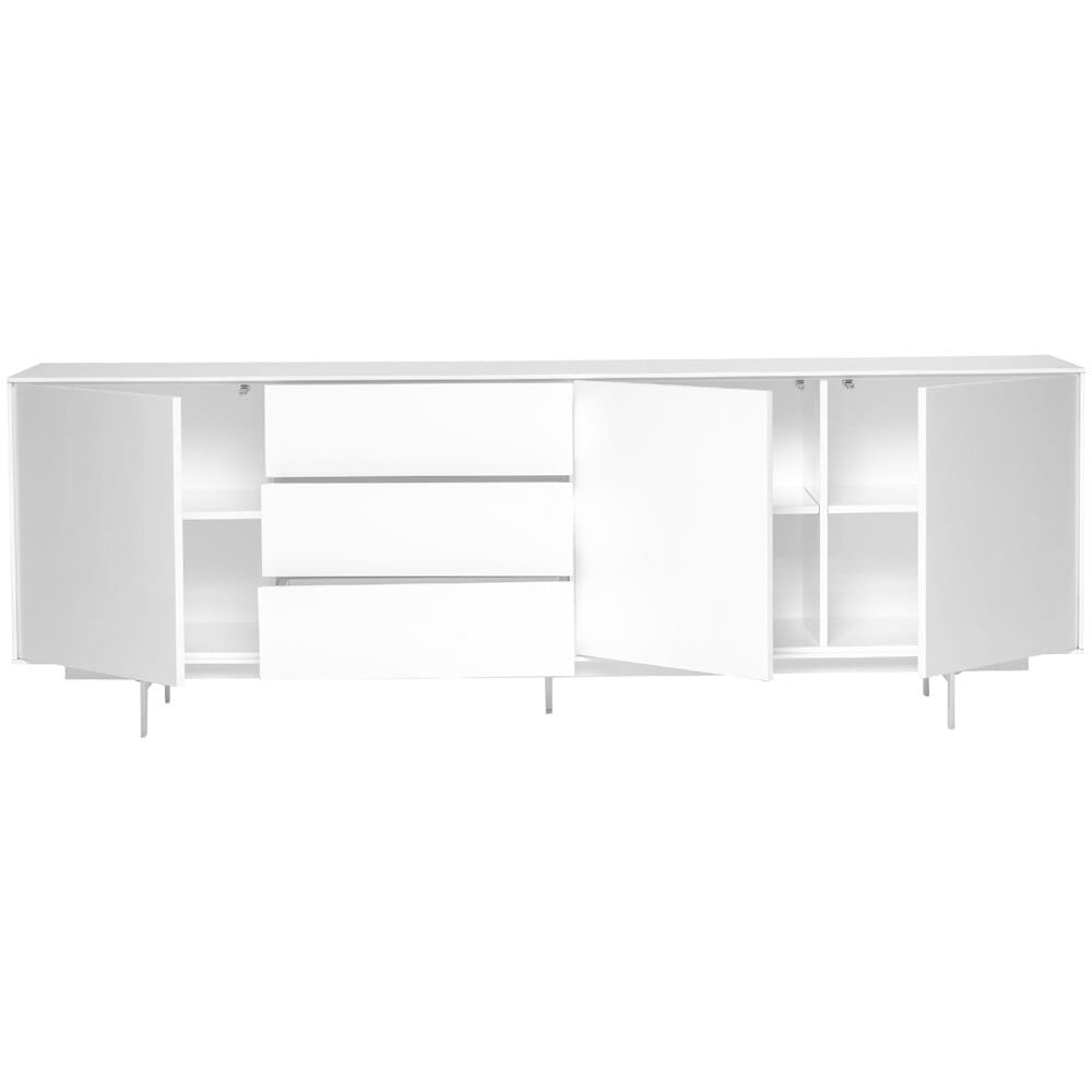 Euro Style - Birmingham 84inW Sideboard, High Gloss White/White - 31016WHT-KIT veiw 4