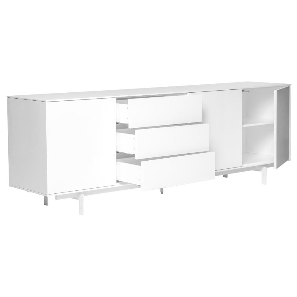 Euro Style - Birmingham 84inW Sideboard, High Gloss White/White - 31016WHT-KIT veiw 5