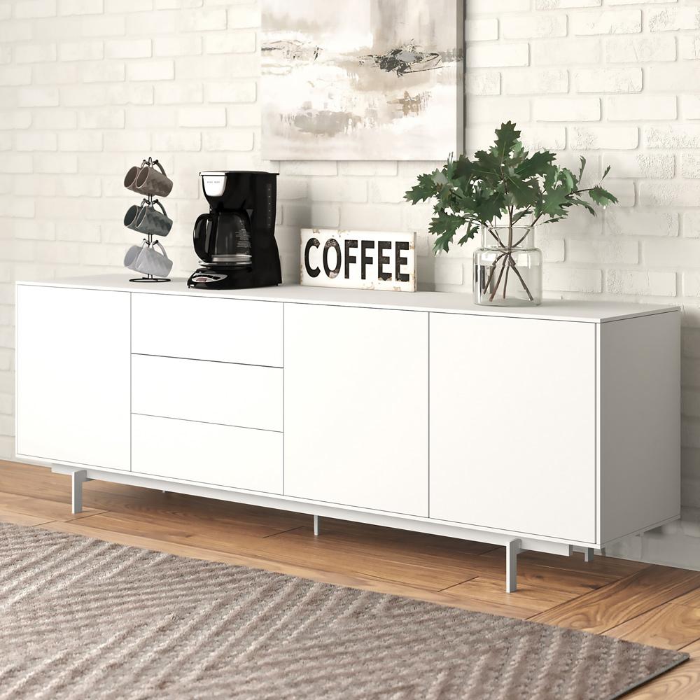 Euro Style - Birmingham 84inW Sideboard, High Gloss White/White - 31016WHT-KIT veiw 6