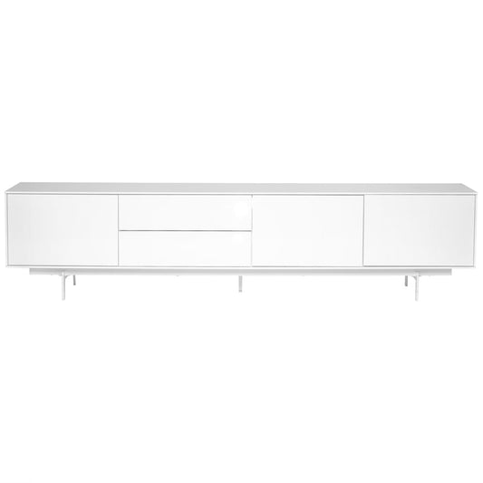 Euro Style - Birmingham 84inW Media Stand, High Gloss White - 31015WHT-KIT veiw 1