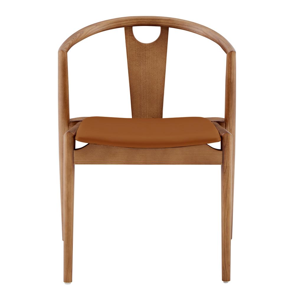 Euro Style - Blanche Leatherette Side Chair, Dark Tan/Walnut - 91017-TAN veiw 1