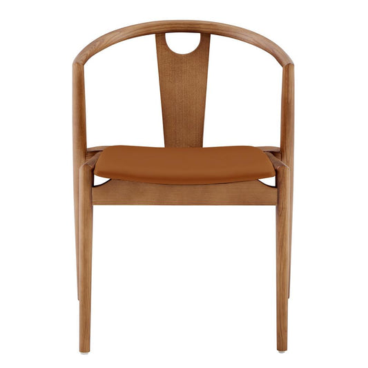 Euro Style - Blanche Leatherette Side Chair, Dark Tan/Walnut - 91017-TAN veiw 1