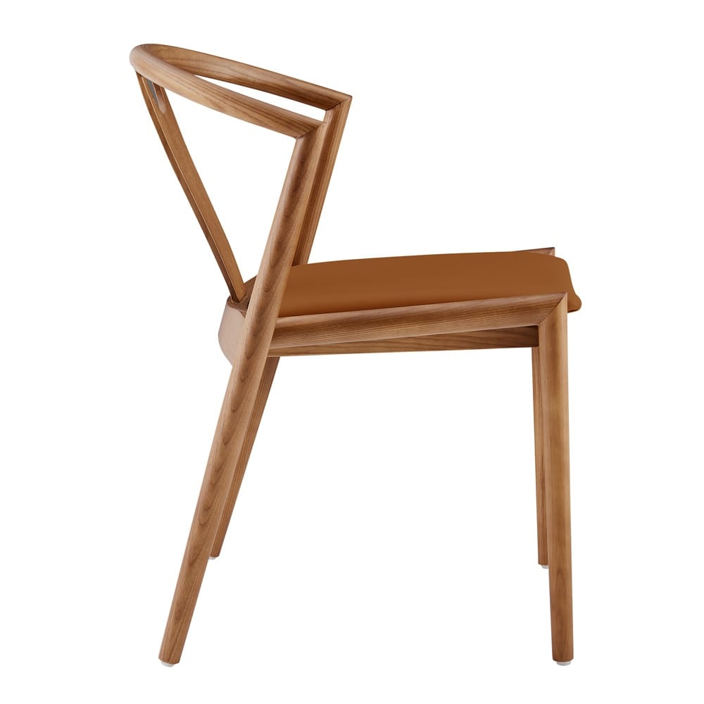 Euro Style - Blanche Leatherette Side Chair, Dark Tan/Walnut - 91017-TAN veiw 3