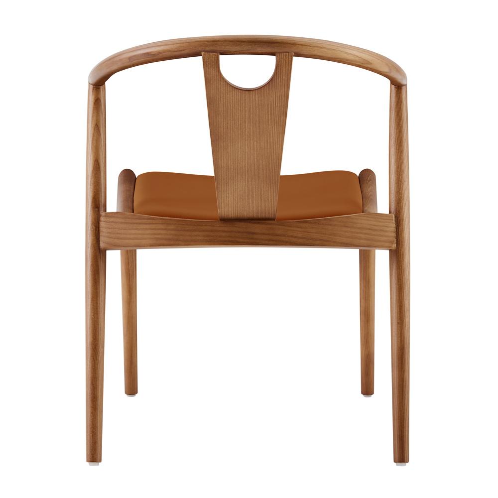 Euro Style - Blanche Leatherette Side Chair, Dark Tan/Walnut - 91017-TAN veiw 4