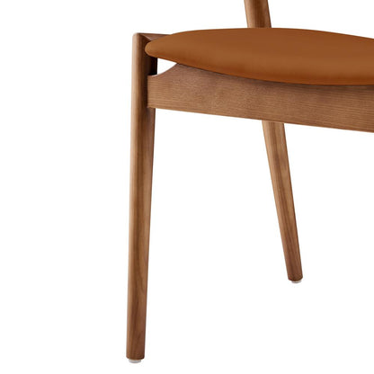 Euro Style - Blanche Leatherette Side Chair, Dark Tan/Walnut - 91017-TAN veiw 6