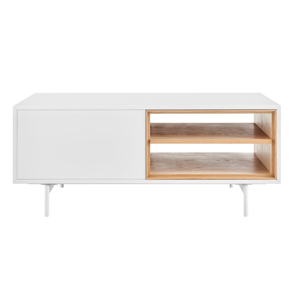 Euro Style - Bodie 47inW Coffee Table with Open Storage, Matte White.Oak - 31084WHT veiw 1