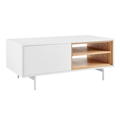 Euro Style - Bodie 47inW Coffee Table with Open Storage, Matte White.Oak - 31084WHT veiw 2