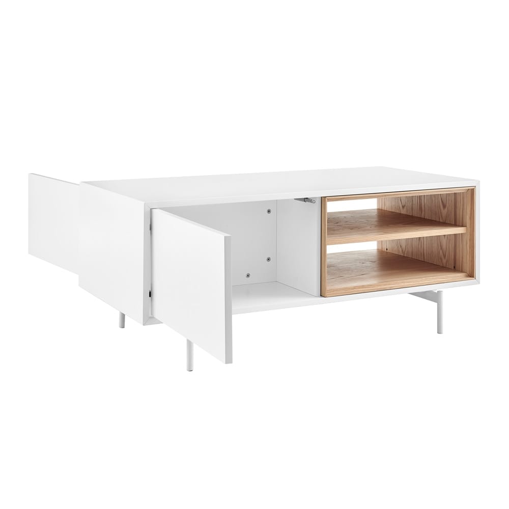 Euro Style - Bodie 47inW Coffee Table with Open Storage, Matte White.Oak - 31084WHT veiw 3