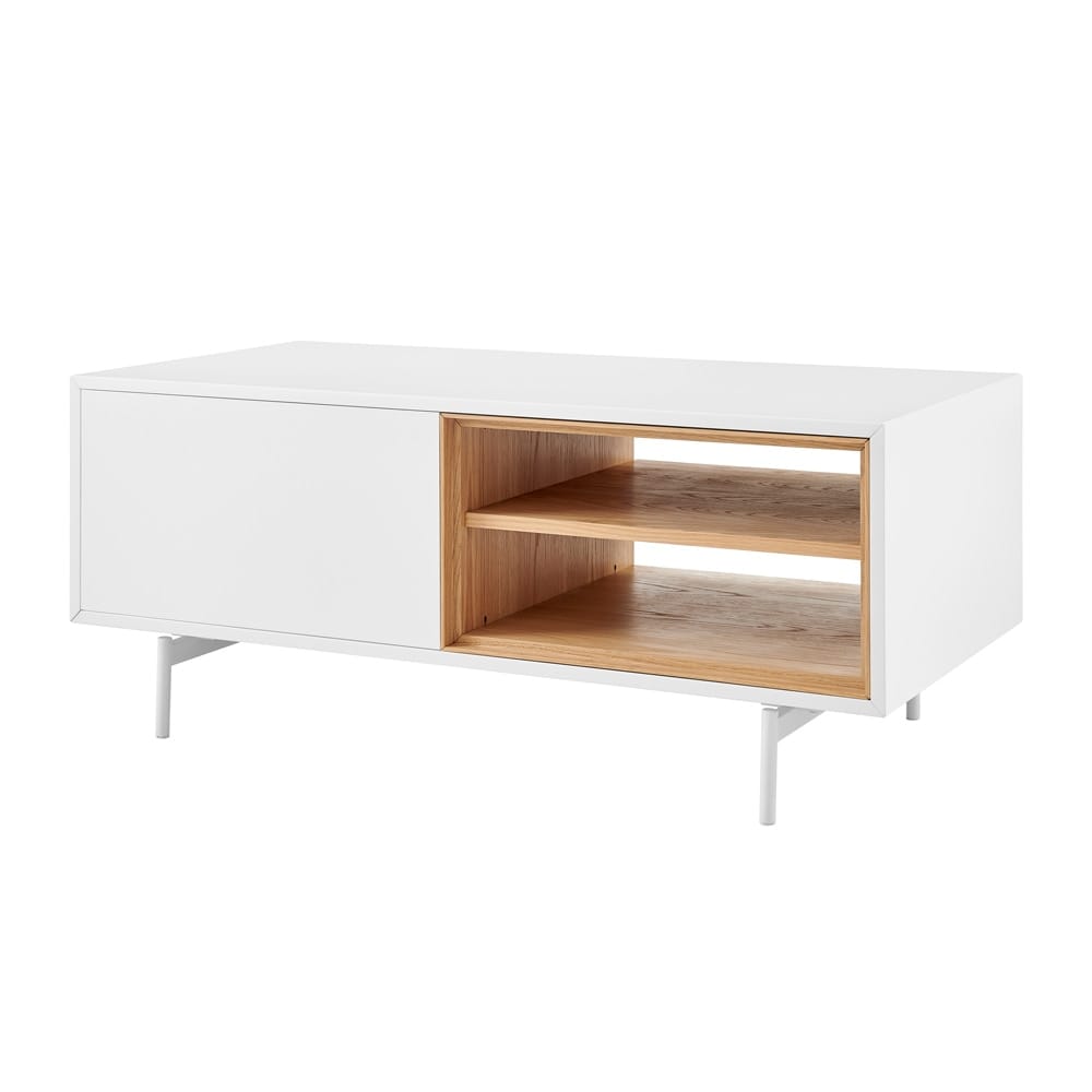 Euro Style - Bodie 47inW Coffee Table with Open Storage, Matte White.Oak - 31084WHT veiw 5