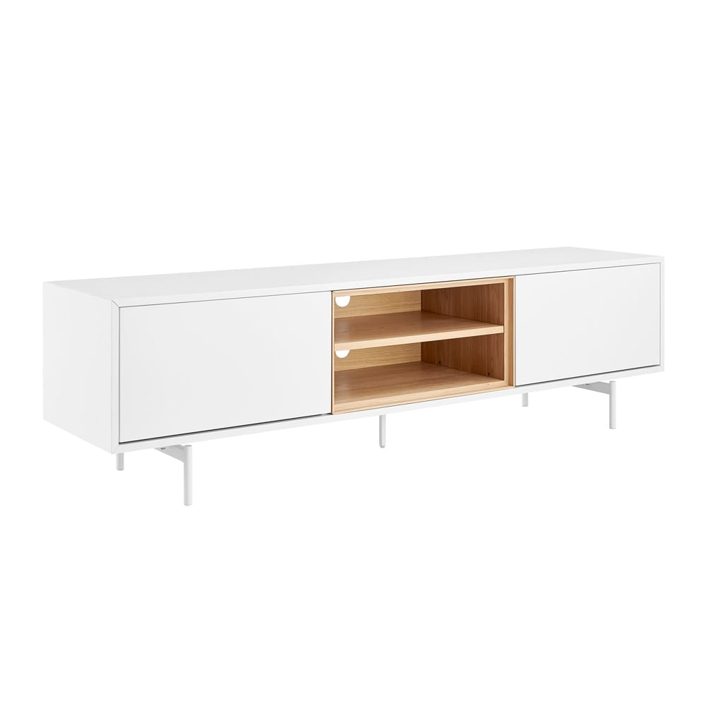 Euro Style - Bodie 71inW 2-Door Media Stand, White/Oak - 31080WHT-KIT veiw 2