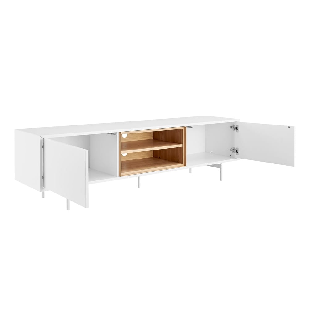 Euro Style - Bodie 71inW 2-Door Media Stand, White/Oak - 31080WHT-KIT veiw 3