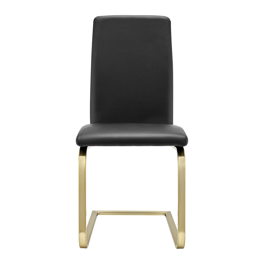 Euro Style - Cinzia Dining Chairs, Black/Matte Brushed Gold Legs - Set of 2 - 05090BLKMBG veiw 2