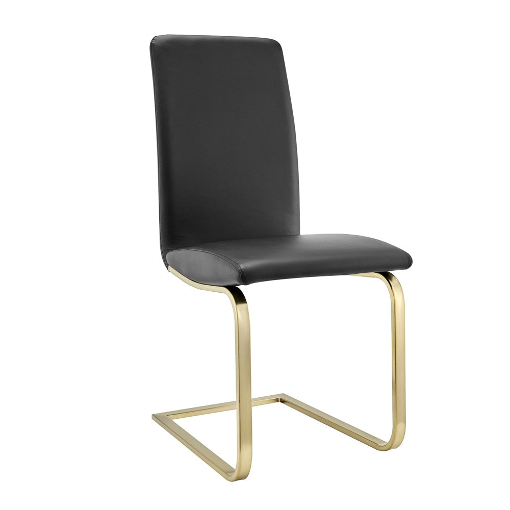 Euro Style - Cinzia Dining Chairs, Black/Matte Brushed Gold Legs - Set of 2 - 05090BLKMBG veiw 3