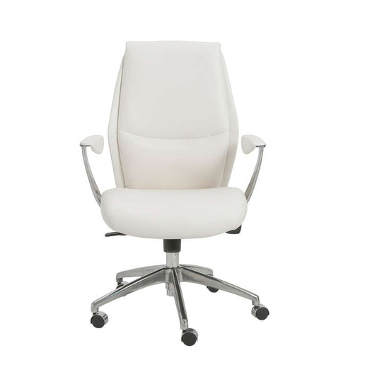Euro Style - Crosby Low Back Office Chair in White with Polished Aluminum Base - 00473WHT veiw 1