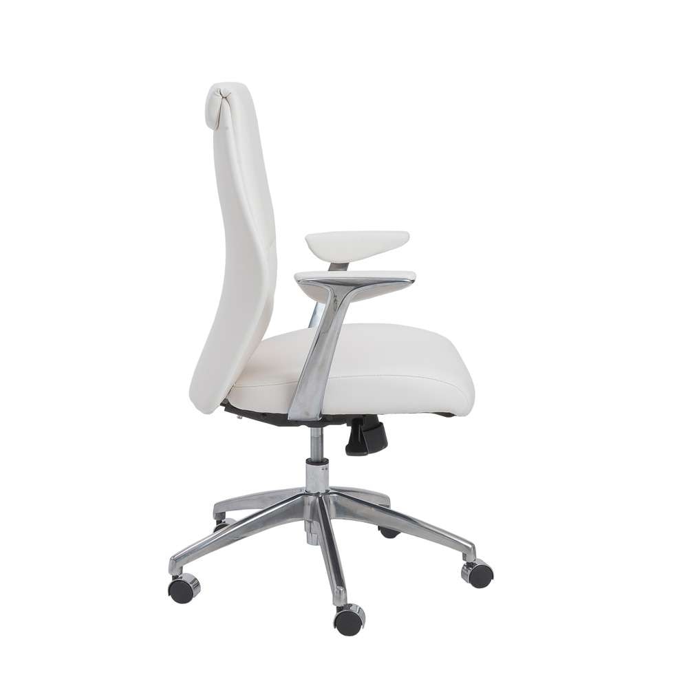 Euro Style - Crosby Low Back Office Chair in White with Polished Aluminum Base - 00473WHT veiw 3