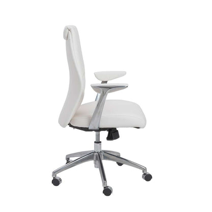 Euro Style - Crosby Low Back Office Chair in White with Polished Aluminum Base - 00473WHT veiw 3
