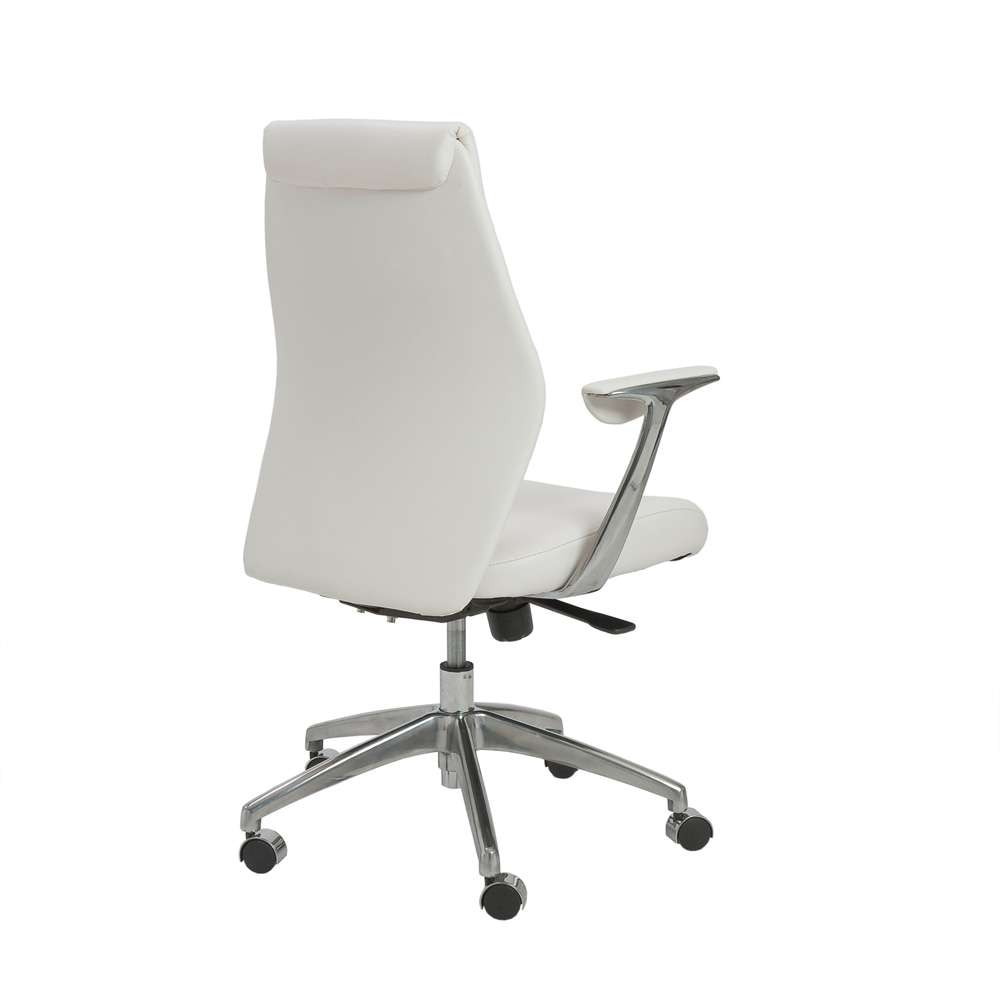 Euro Style - Crosby Low Back Office Chair in White with Polished Aluminum Base - 00473WHT veiw 4
