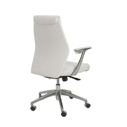 Euro Style - Crosby Low Back Office Chair in White with Polished Aluminum Base - 00473WHT veiw 4