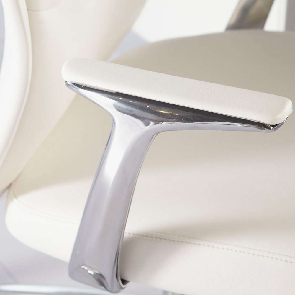 Euro Style - Crosby Low Back Office Chair in White with Polished Aluminum Base - 00473WHT veiw 5
